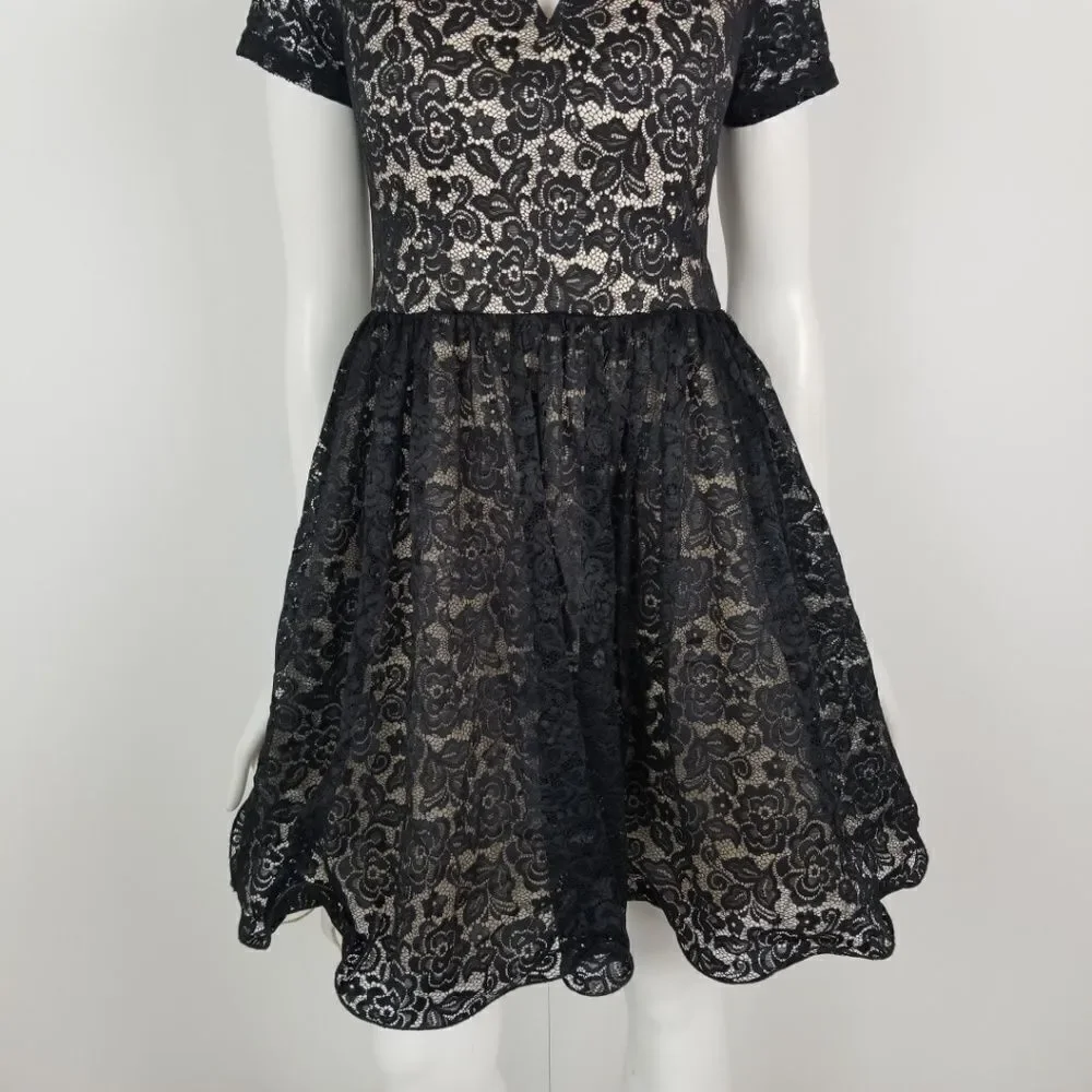 Chi Chi London Floral Lace Fit & Flare Dress Sz 10